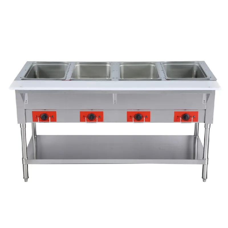 Chef AAA - FW-CN-0004-D. Commercial 58 Electric Steam Table with Cutting Board and Under-Shelf