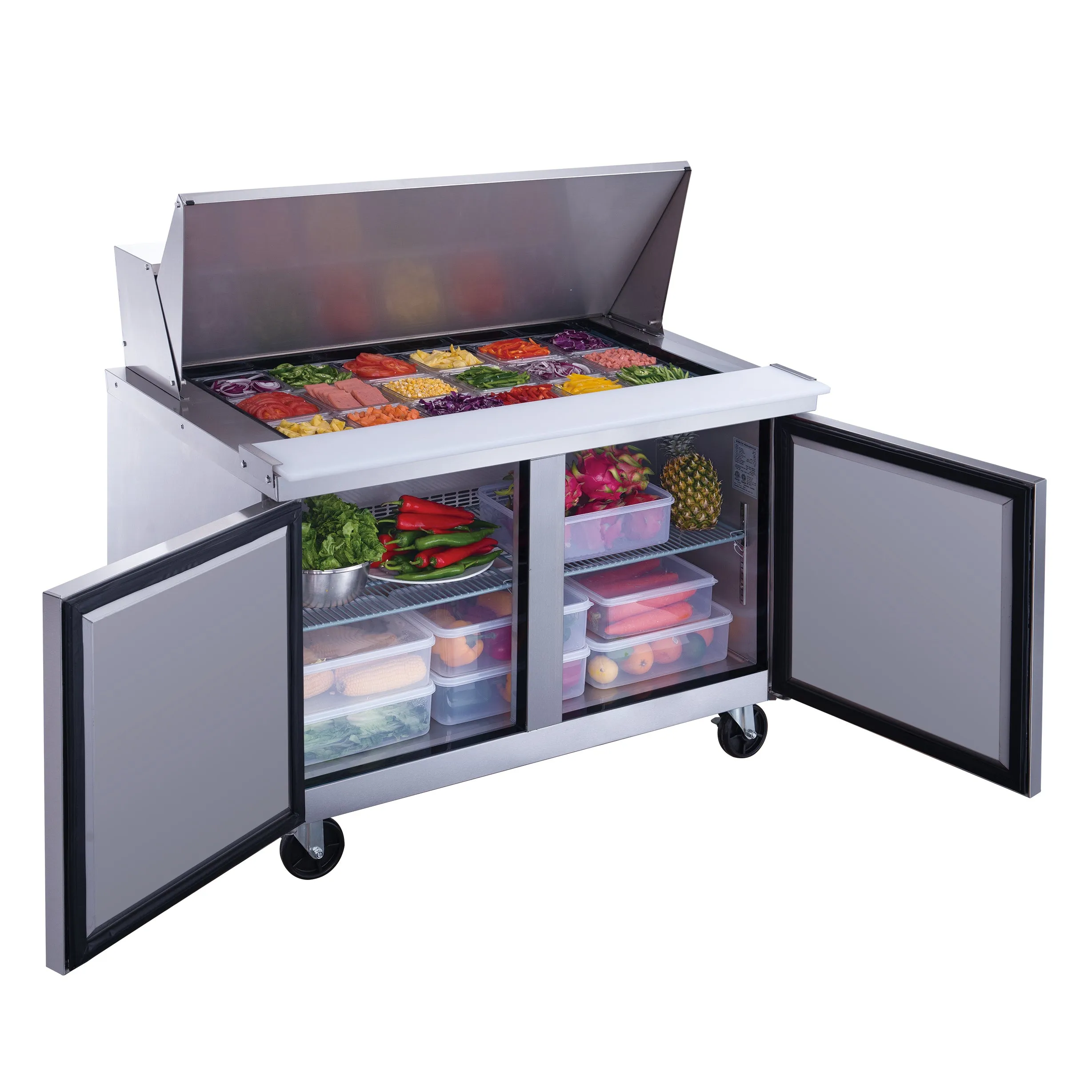 Chef AAA - TSP48M Commercial  48 18 Pan Salad Sandwich Food Prep Table Refrigerator Mega Top
