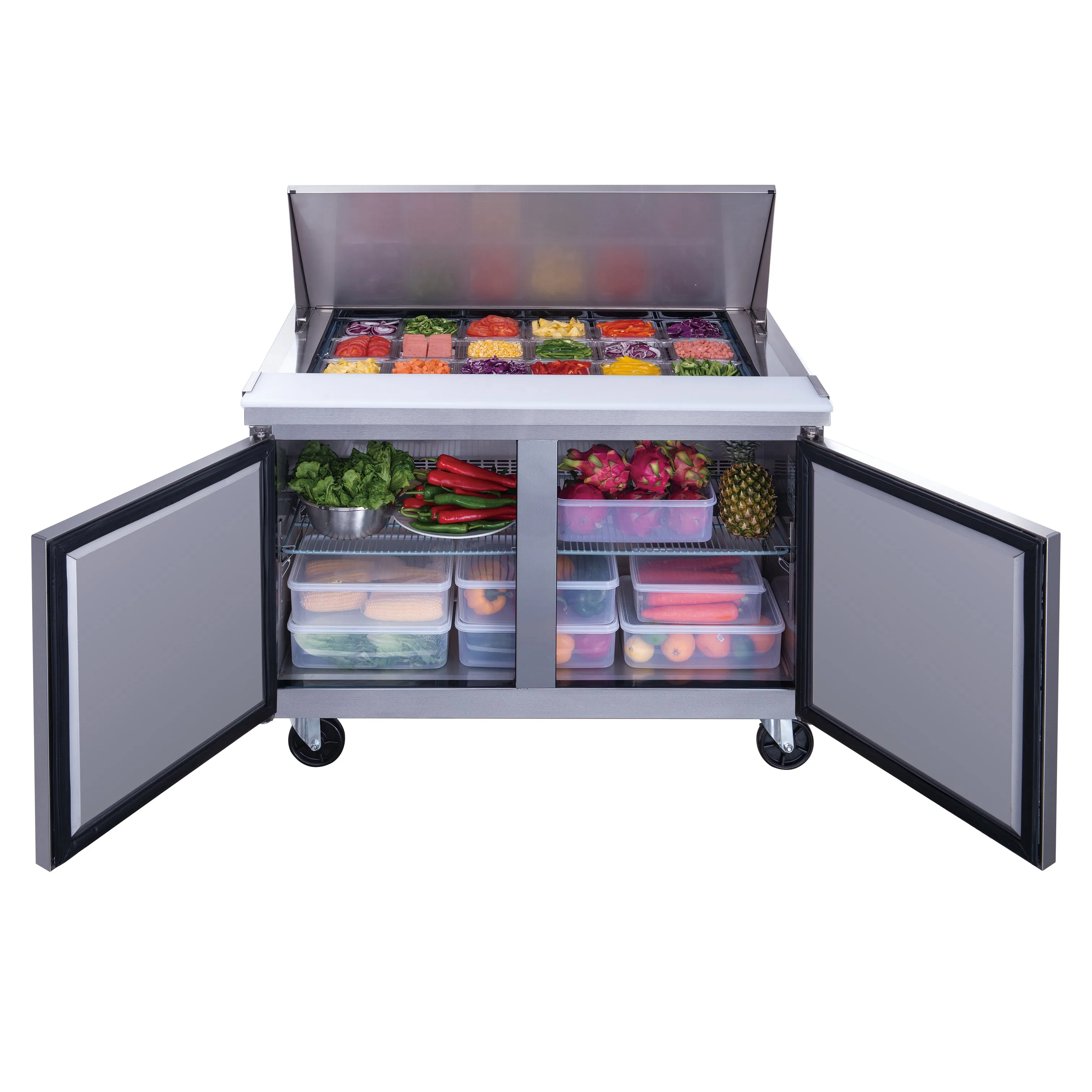 Chef AAA - TSP48M Commercial  48 18 Pan Salad Sandwich Food Prep Table Refrigerator Mega Top