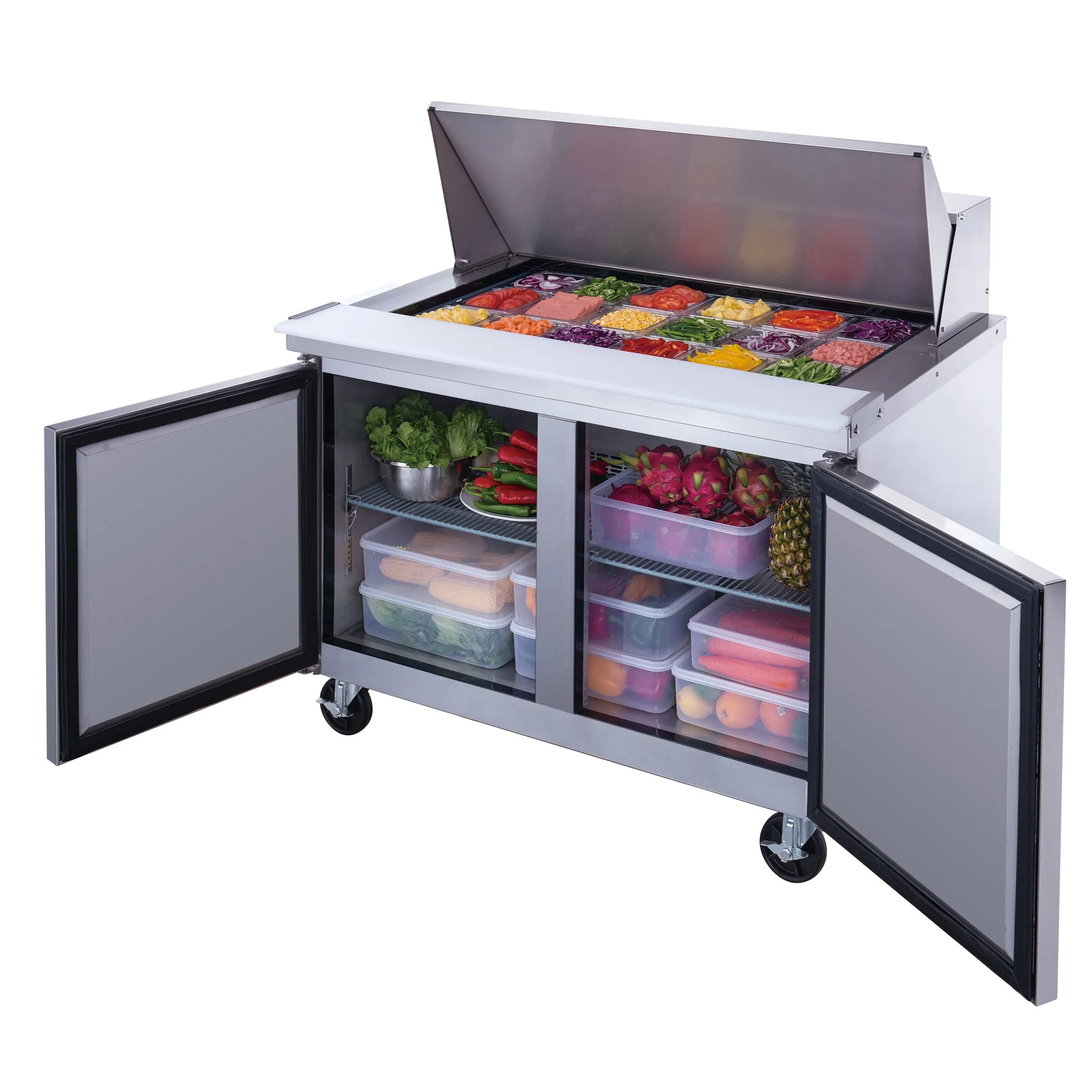 Chef AAA - TSP48M Commercial  48 18 Pan Salad Sandwich Food Prep Table Refrigerator Mega Top