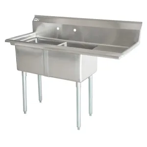 Chef AAA - Two Tub Pot Sink 3.5 Inch Center Drain Right Drain Board | 43770