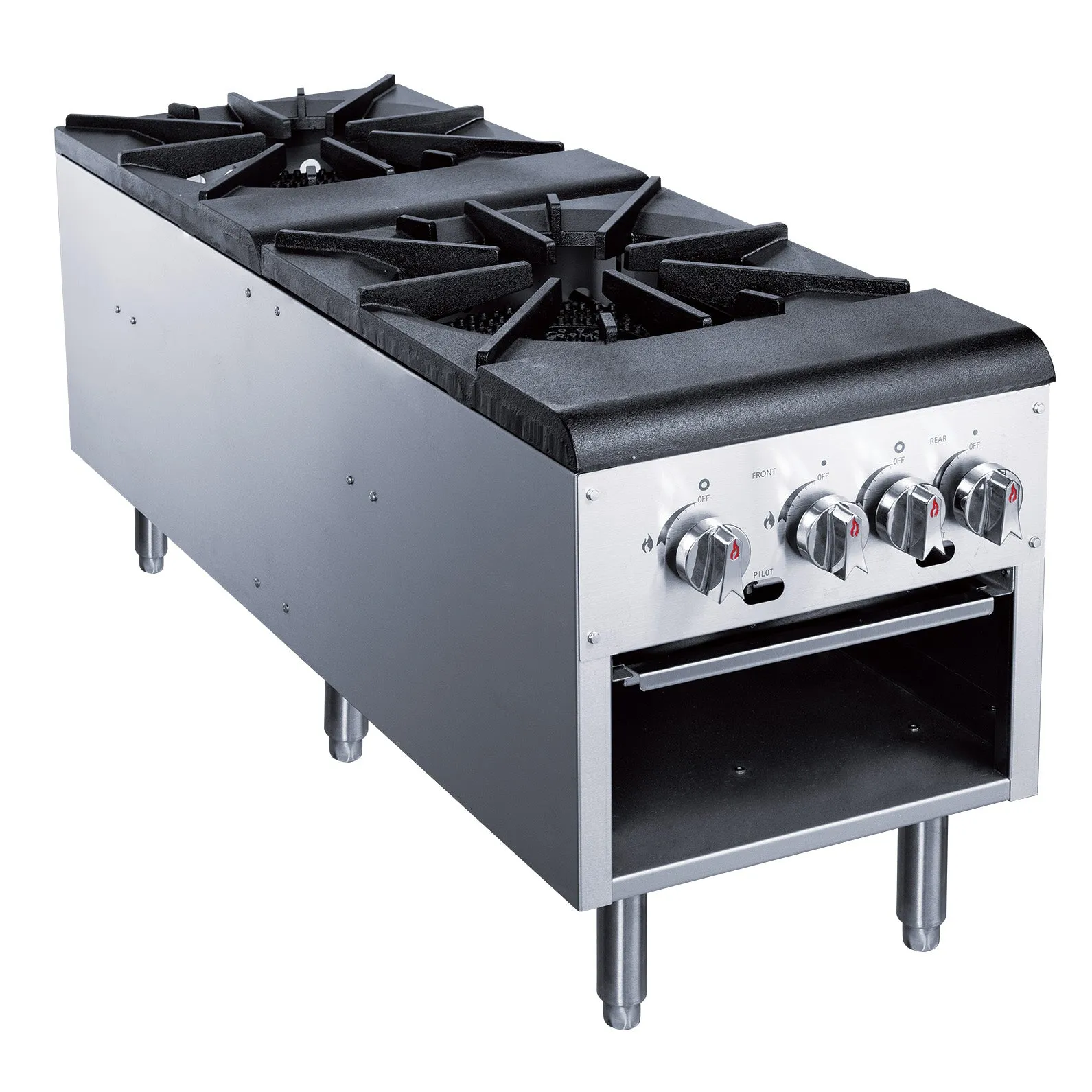 Dukers - DCSPA2. Commercial 18 Countertop Stock Pot Range 2 Buner 16000 BTU/H Natural Gas/Liquid Propane
