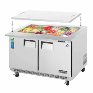 Everest - EOTP2. Commercial 47 18 Pan Salad Sandwich Food Prep Table Refrigerator Open Top