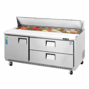 Everest - EPBNR3-D2. Commercial 71 10 Pan Salad Sandwich Food Prep Table Refrigerator 2 Drawers
