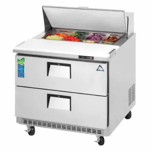 Everest - EPBNSR2-D2. Commercial 35 6 Pan Salad Sandwich Food Prep Table Refrigerator Two Drawers