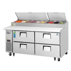 Everest - EPPR2-D4. Commercial 71 9 Pan Pizza Prep Table Refrigerator with Four Drawers