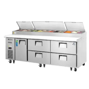 Everest - EPPR3-D4. 93 12 Pan Pizza Prep Table Refrigerator with 4 Drawers