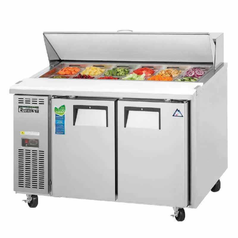 Everest - EPR2-24. Commercial 47 12 Pan Salad Sandwich Food Prep Table Refrigerator Two Section