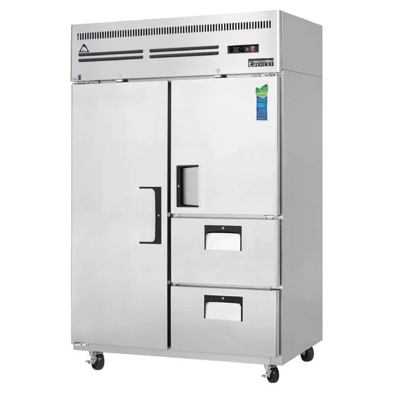 Everest - ESR2D2. Commercial 49 Two Solid Door Reach-In Refrigerator 48 cu.ft.