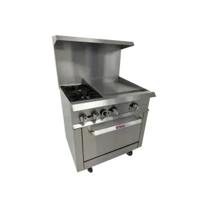 IKON - IR-2B-24MG-36. 36 Gas Range With 24Griddle & 2 Burners 153.000 BTU