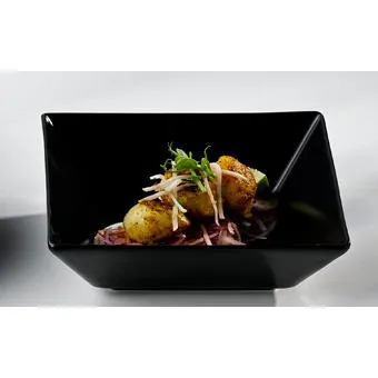 Luna Black Stoneware Square Bowl