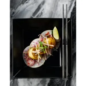 Luna Black Stoneware Square Plate