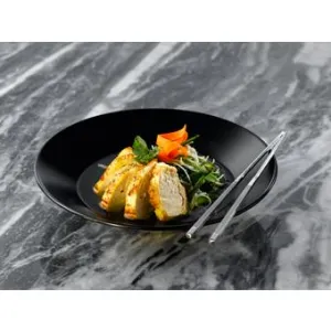 Luna Black Stoneware Wide Rim Plate