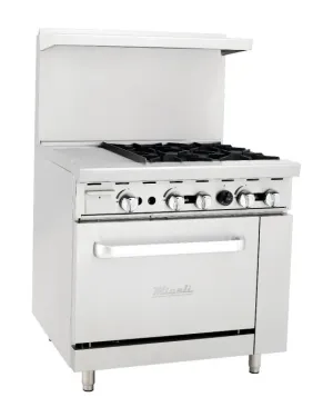Migali - C-RO4B-12GL-NG. 36 12 Griddle. 4 Burner Oven Range Natural Gas BTU148000