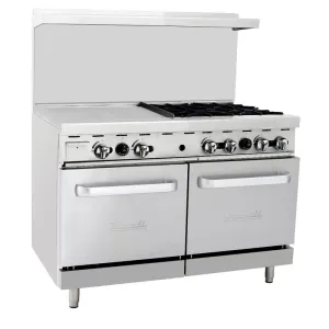 Migali - C-RO4B-24GL-NG. Commercial 48 Oven Range 4 Burner/ 24 Griddle Natural Gas BTU196000