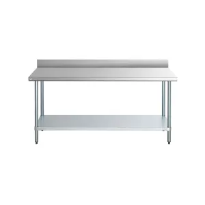 Omcan - 22080. Commercial 24 x 36 Stainless Steel Kitchen Work Table with 4 BackSplash 900lbs Light Duty