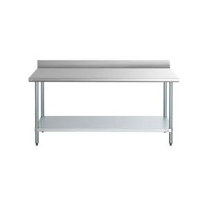 Omcan - 22085. Commercial 24 x 96 Stainless Steel Kitchen Work Table with 4 BackSplash 1600lbs Light Duty