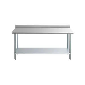 Omcan - 23793. Commercial 24 x 24 Stainless Steel Kitchen Work Table with 4 BackSplash 700lbs Medium Duty