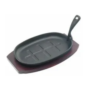 Oval Sizzle Platter With Wooden Base