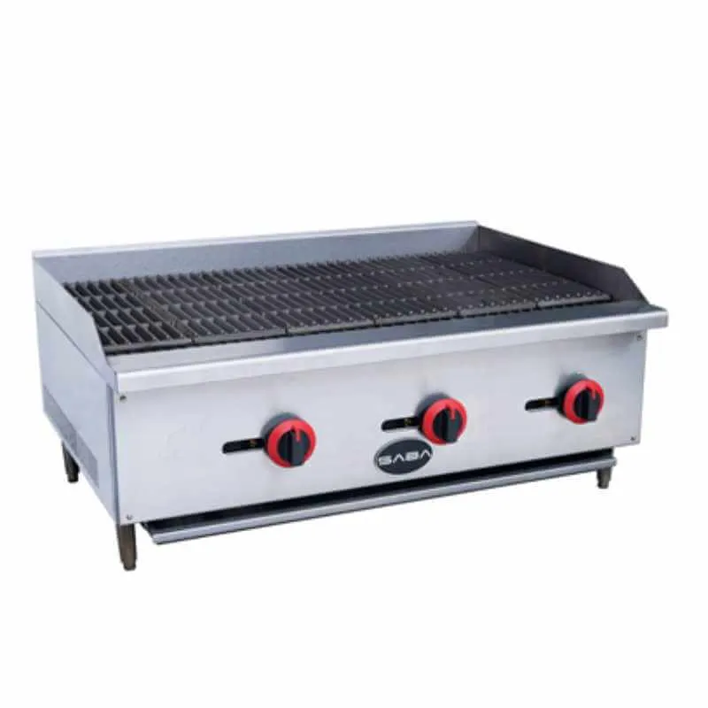 Saba - CB-36. Commercial 36 Radiant Charbroiler 3 Burner Cooktop Natural Gas/Liquid Propane