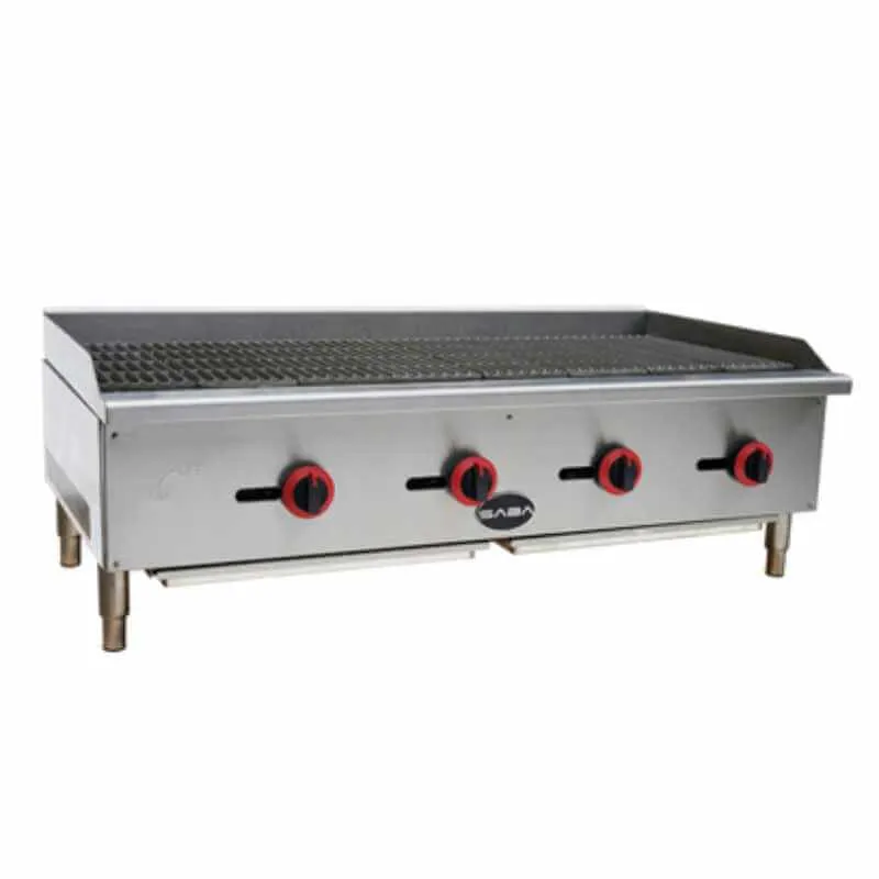 Saba - CB-48. Commercial 48 Radiant Charbroiler 4 Burners Cooktop Natural Gas/Liquid Propane