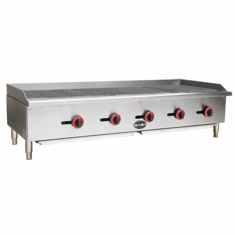 Saba - CB-60. Commercial 60 Radiant Charbroiler 5 Burners Cooktop Natural Gas/Liquid Propane