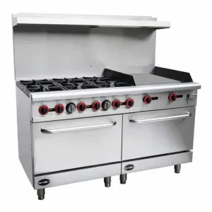 Saba - GR60-G24 Commercial 60 6 Burner/ 24 Griddle Oven Range Natural Gas