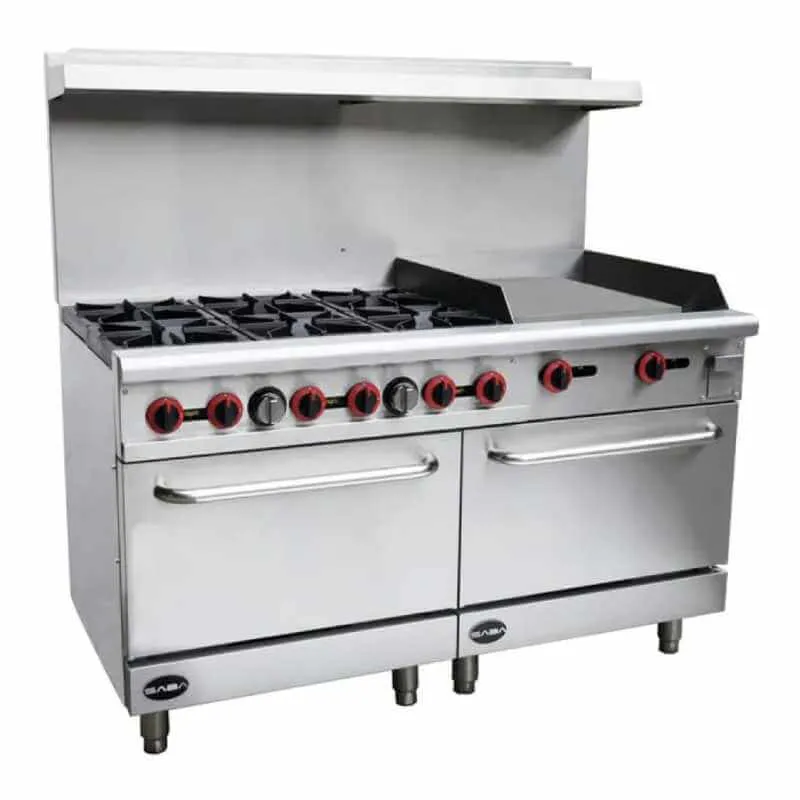 Saba - GR60-G24 Commercial 60 6 Burner/ 24 Griddle Oven Range Natural Gas