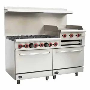 Saba - GR60-GS24. Commercial 60 6 Burner 24 Griddle Oven Range Natural Gas