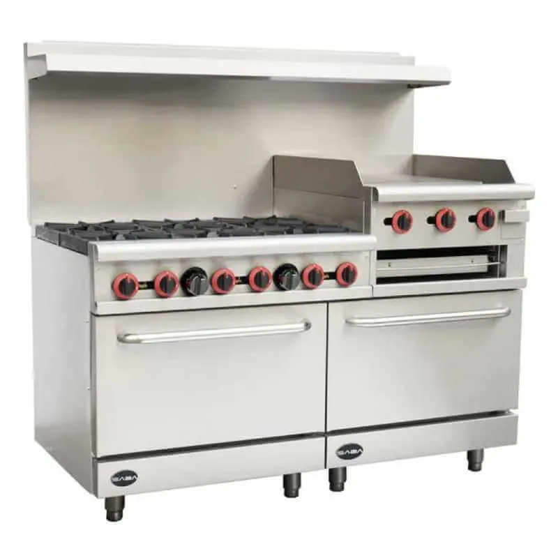 Saba - GR60-GS24. Commercial 60 6 Burner 24 Griddle Oven Range Natural Gas