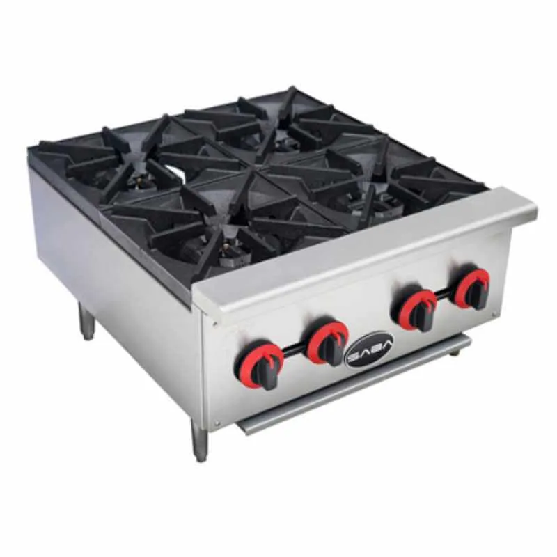 Saba - HP-4 Commercial 24 Hotplate Cooktop with 4 Burners Natural Gas/Liquid Propane