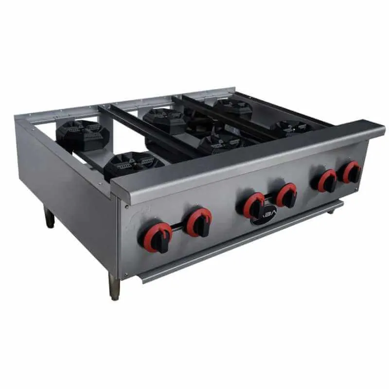 Saba - HP-6 Commercial 36 6 Burner Hotplate Cooktop Natural Gas/Liquid Propane