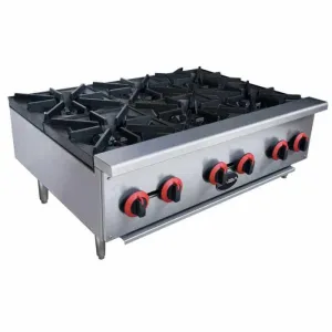 Saba - HP-6 Commercial 36 6 Burner Hotplate Cooktop Natural Gas/Liquid Propane