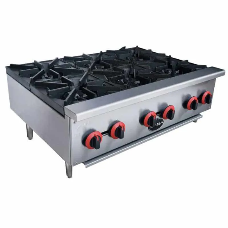 Saba - HP-6 Commercial 36 6 Burner Hotplate Cooktop Natural Gas/Liquid Propane