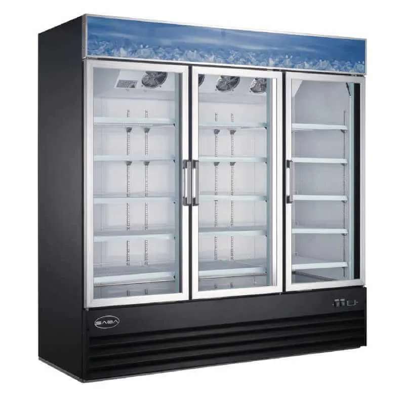 Saba - SM-72R. Commercial 78 3 Glass Door Merchandiser Refrigerator 63 cu. ft.