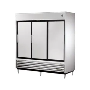 True TSD-69. Commercial 78 1/10 Reach-In Refrigerator Sliding Solid Doors 3 Section