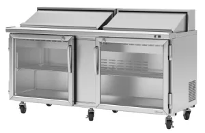 Turbo Air - PST-72-G-N. Commercial PRO Series Sandwich/Salad Unit-Glass door. (2) doors