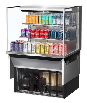 Turbo Air - TOM-36L-UF-S-3SI-N. 34-3/4L Low Profile Glass Side Panel. 2 shelves - European Straight / Stainless Steel