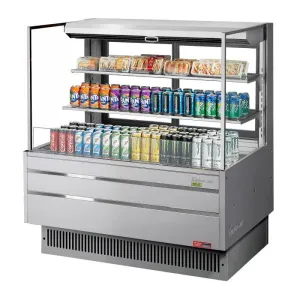 Turbo Air - TOM-48L-UFD-S-3S-N. 46-3/4L Low Profile Glass Side Panel. Rear Sliding Door. 2 shelves - European Straight / Stainless Steel
