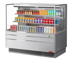 Turbo Air - TOM-60L-UF-S-3S-N. 58-3/4L Low Profile Glass Side Panel. 2 shelves - European Straight / Stainless Steel