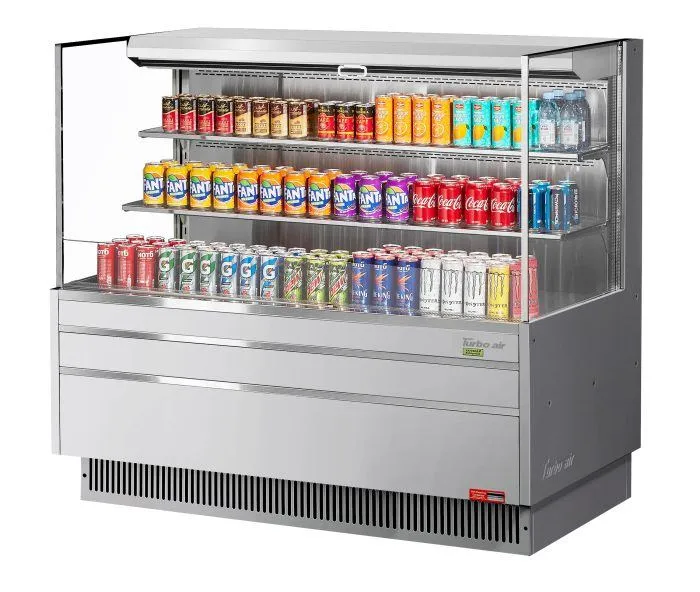 Turbo Air - TOM-60L-UF-S-3S-N. 58-3/4L Low Profile Glass Side Panel. 2 shelves - European Straight / Stainless Steel