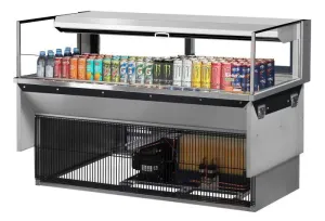Turbo Air - TOM-60L-UFD-S-1SI-N. 58-3/4L Low Profile Glass Side Panel. Rear Sliding Door - European Straight / Stainless Steel