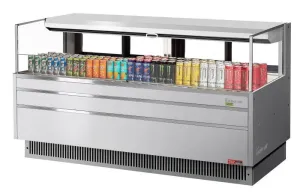 Turbo Air - TOM-72L-UFD-S-1S-N. 70-3/4L Low Profile Glass Side Panel. Rear Sliding Door - European Straight / Stainless Steel