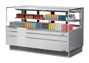 Turbo Air - TOM-72L-UFD-S-2S-N. 70-3/4L Low Profile Glass Side Panel. Rear Sliding Door. 1 shelf - European Straight / Stainless Steel