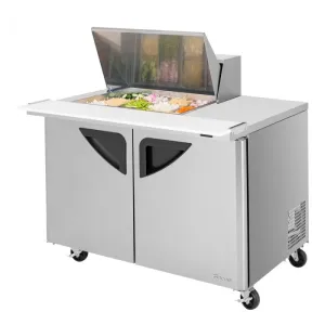 Turbo Air - TST-48SD-12M-N. Commercial Super Deluxe Mega Top Sandwich/Salad Unit. (12) 1/6 size (4 D) condiment pans