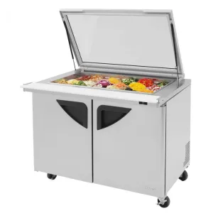 Turbo Air - TST-48SD-18-N-GL. Commercial Super Deluxe Sandwich/Salad Mega Top Unit with Glass Lid. two-section